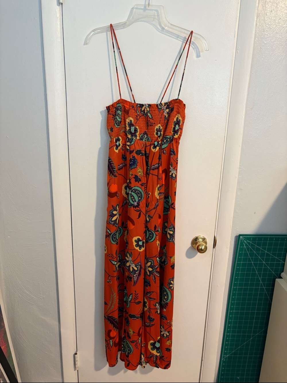 Anthropologie Orange Floral Maxi Dress